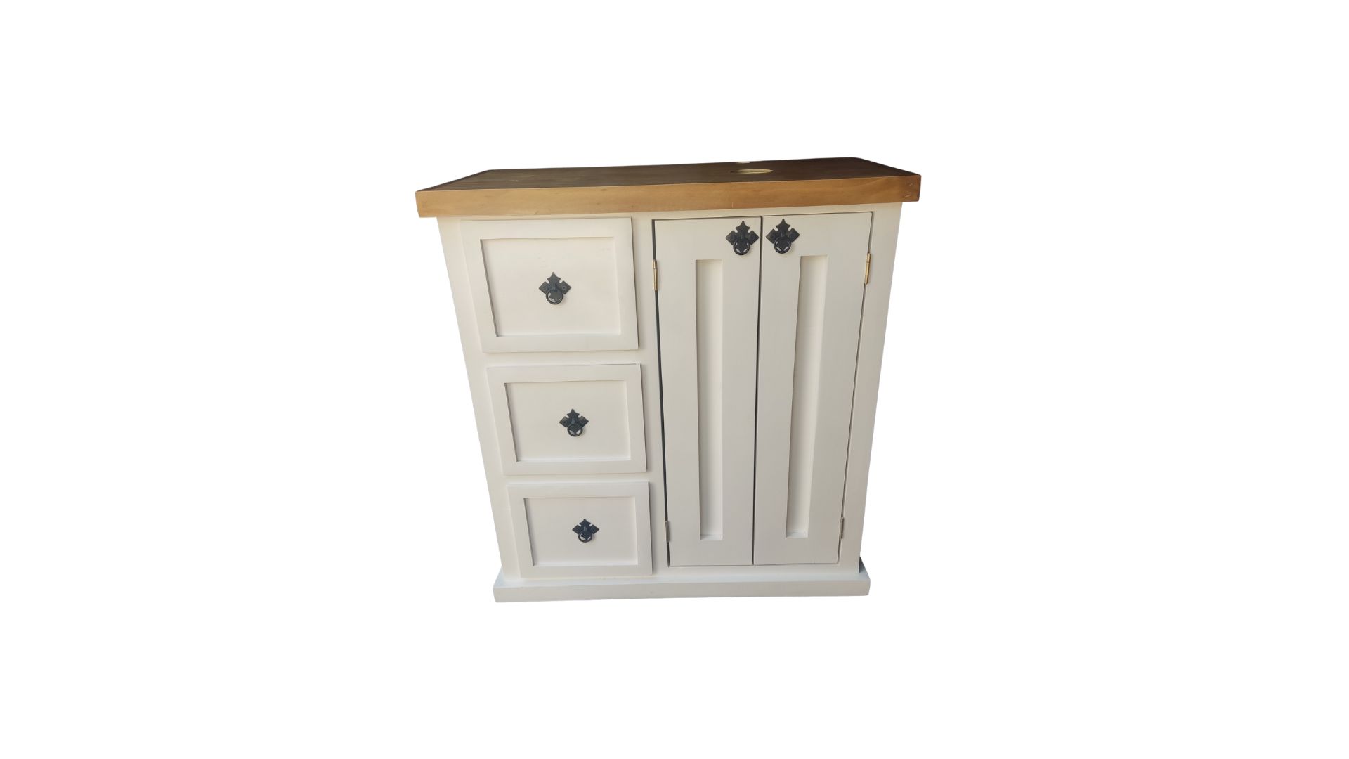 Vanitorio Rustico Bicolor Blanco 80 cm