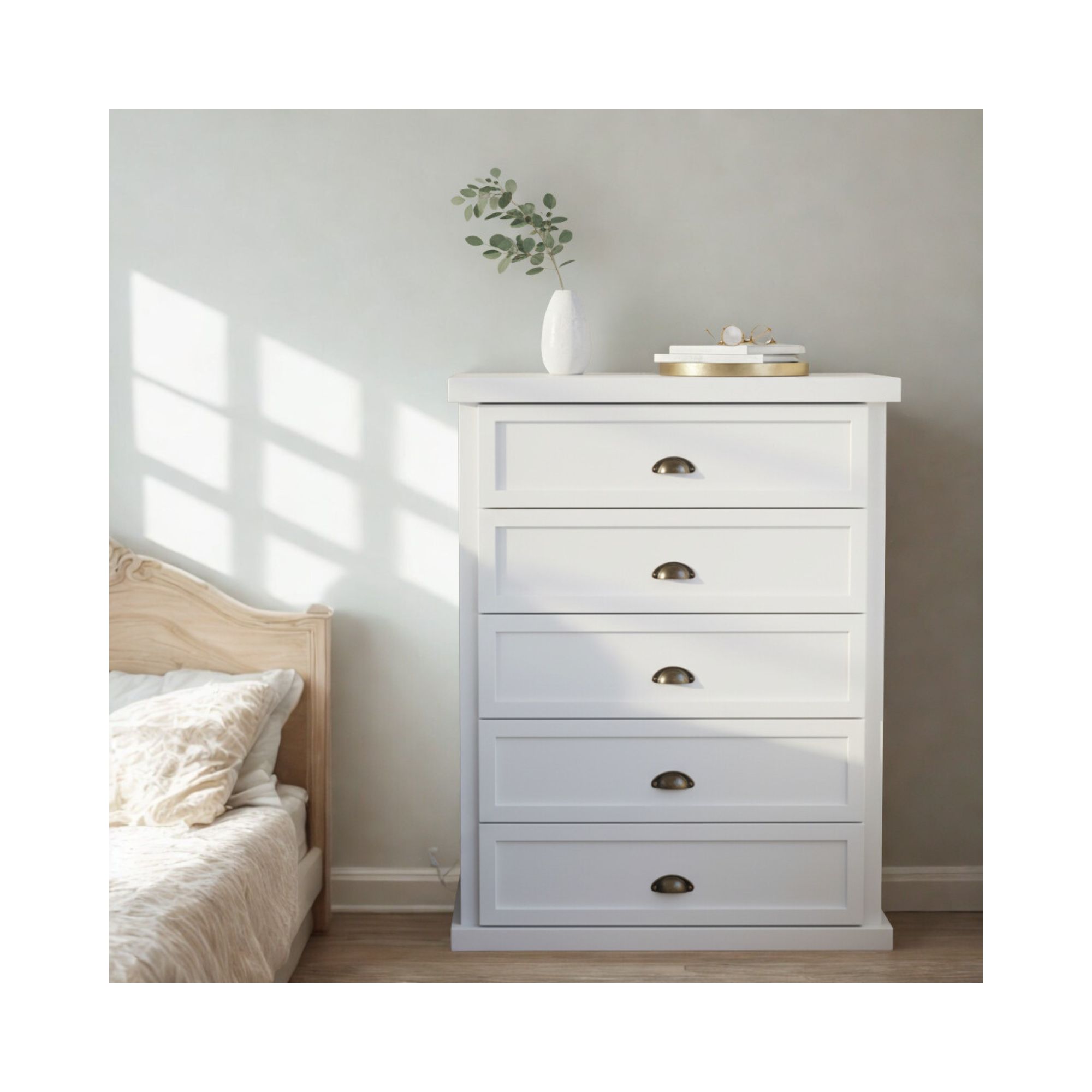 Comoda Rustica Crotona 5E Blanco